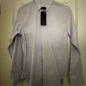 Club Monaco Men's Light Blue Striped Dress Shirt